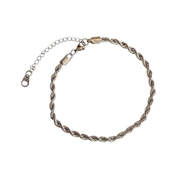 FOCALOOK 14K Gold Plated Twist Rope Anklet Stainless Steel - Picture 3 of 6